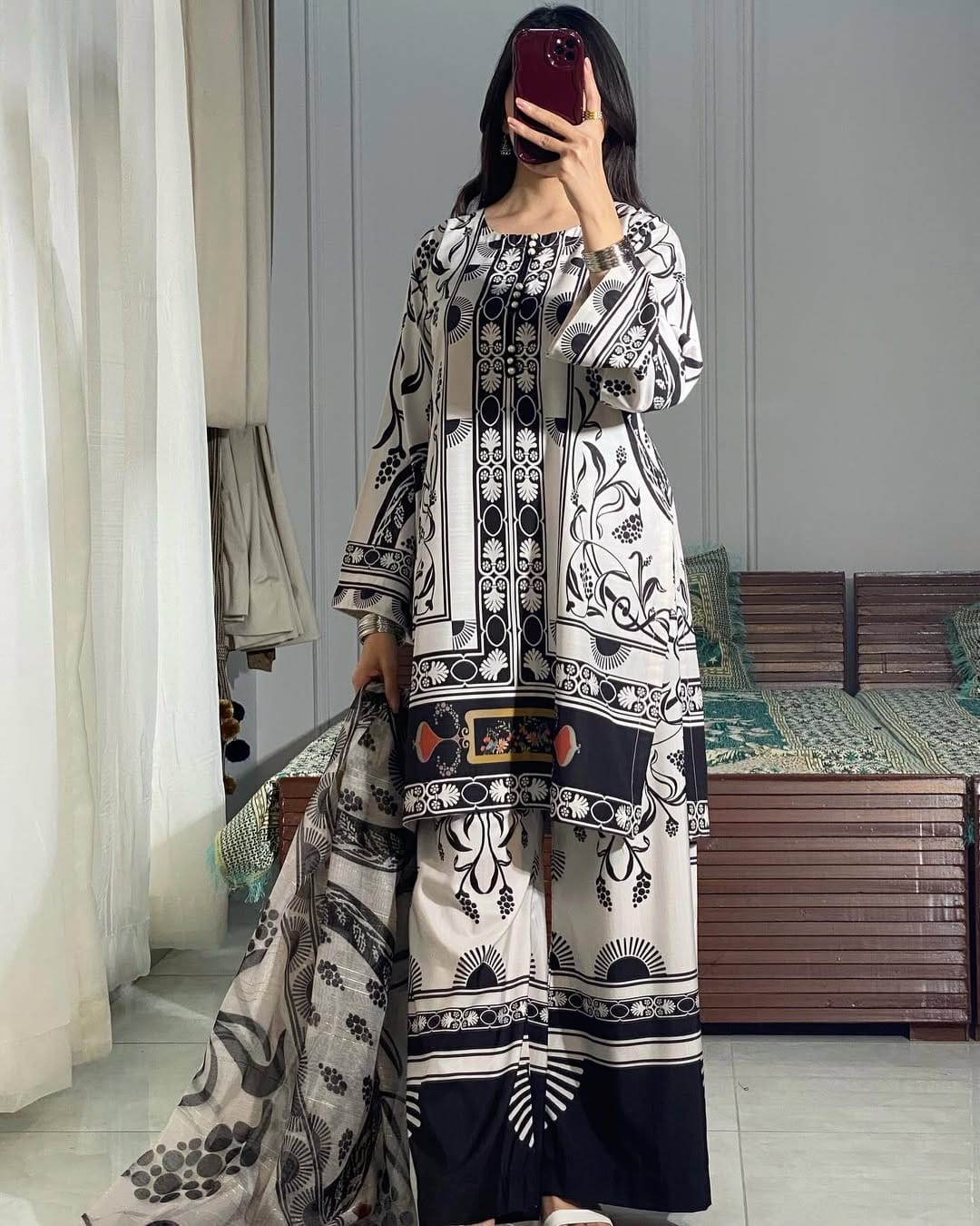 3 PCS LAWN PRINTED
